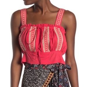 Free People Hill Top Crop Tank Embroidered